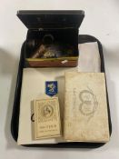 A tray containing an album of Royal wedding stamps, a Vatican souvenir coin set,