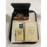 A tray containing an album of Royal wedding stamps, a Vatican souvenir coin set,