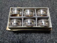 A set of six miniature continental silver napkin rings