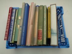 A basket containing fourteen Folio Society volumes to include The Trial of Charles I,