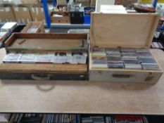 Two 20th century joiners tool boxes containing a large quantity of assorted CDs