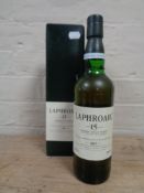 A bottle of Laphroaig 15 years single Islay malt scotch whisky,