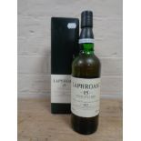 A bottle of Laphroaig 15 years single Islay malt scotch whisky,