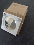 Seven boxed circular frosted tilting mirrors