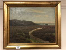 Continental school : oil on canvas, moorland, indistinctly signed, framed.