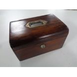 An early twentieth century stained wooden jewellery box with Bramah lock and lift out red leather