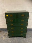 A painted seven drawer ship's style chest with brass drop handles