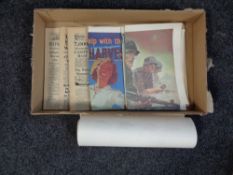 A box containing World War II era reproduction copies of the Daily Mail together with 4 further