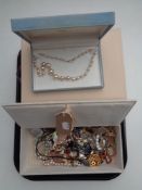 A tray containing two jewellery boxes containing a quantity of costume jewellery to include