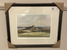 After Tom MacDonald, Bamburgh Golf Course, reproduction in colours, signed in pencil to margin,