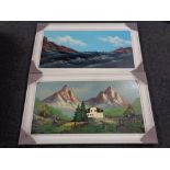 Four 20th century framed oils, coastal and landscape scenes.