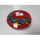 A Poole Pottery lidded powder bowl, diameter 14cm.