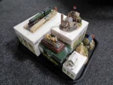 A tray containing Lilliput Lane figures to include Cap House Colliery,