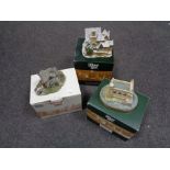 Three boxed electronic Lilliput Lane ornaments to include Helmere Cottage,