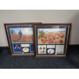 Two framed limited edition 'Lest We Forget' montages, containing replica coins and Victoria Cross.