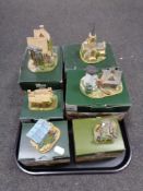 A tray containing six boxed Lilliput Lane ornaments to include Daisy Chain Florist,