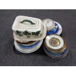 A tray containing a large quantity of assorted wall plates to include Royal Copenhagen, Wedgwood,