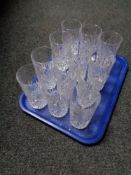 A tray of crystal tumblers.