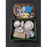 A box and a crate containing miscellany to include Royal Worcester egg coddlers,