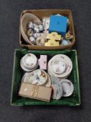 A box and a crate containing miscellany to include Royal Worcester egg coddlers,