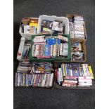 Eight boxes and crates containing assorted DVDs.