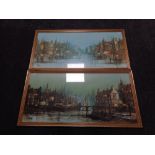Two 20th century gilt framed prints depicting street scenes by Folland.
