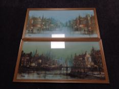 Two 20th century gilt framed prints depicting street scenes by Folland.