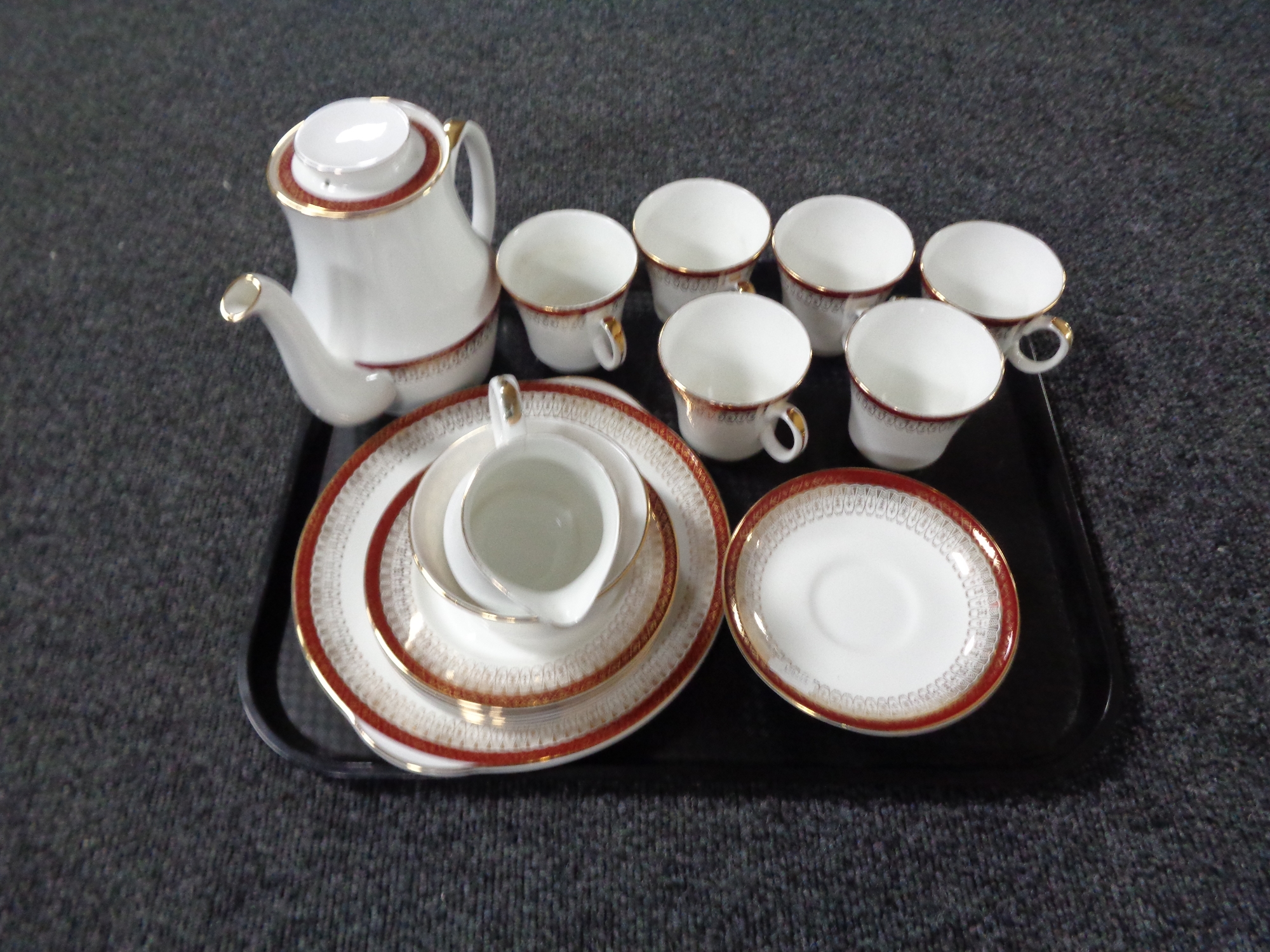 A tray containing a 21 piece Royal Grafton Majestic tea service.