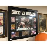 A framed Benn vs Eubank boxing montage from their 1990 and 1993 fights, signed.