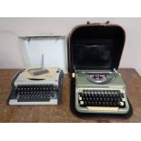 Two cased vintage typewriters, an Olympia Traveller De Luxe and an Imperial Good companion.