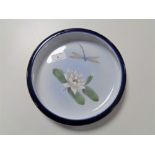 A Royal Copenhagen shallow circular dish with dragonfly and flower decoration,