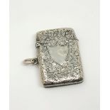 An antique silver vesta case.