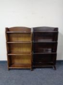 Two 20th century oak waterfall bookcases.