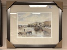 After Tom MacDonald, Seahouses, reproduction in colours, signed in pencil to margin, 31cm by 23cm.