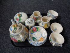 A 19 piece Italian floral patterned pottery tea service.