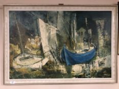 A 20th century framed print, 'The Blue Boat', by William Thon.