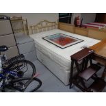 A Sleep Zone System 4'6" storage divan set with brass headboard and side table