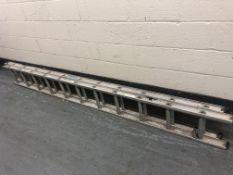 An aluminium extension ladder