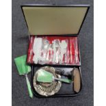 A part canteen Viner's cutlery, a three piece Art Deco dressing table brush set,