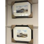 After Tom MacDonald, Bamburgh Castle, a pair of colour prints, signed in pencil to margin,