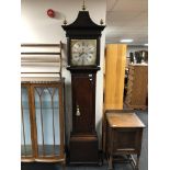 An oak eight day caddy top longcase clock, 18th century and later, silvered dial signed John Brice,