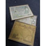Three early 20th century coloured maps, Leicestershire, Norfolk and Yorkshire.
