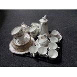 A tray of English ceramic coffee china, Duchess bone part tea china.