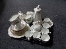 A tray of English ceramic coffee china, Duchess bone part tea china.