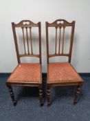 A pair of Edwardian mahogany bedroom chairs.