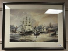 After Tom MacDonald, Tall ships moored on the Tyne, reproduction in colours,