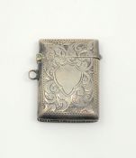 An antique silver vesta case.