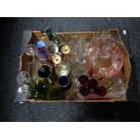 A box containing a quantity of glass, antique and later glass etc.