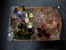 A box containing a quantity of glass, antique and later glass etc.