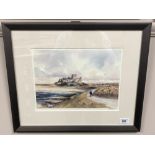 After Tom MacDonald, Bamburgh Castle, reproduction in colours, signed in pencil to margin,